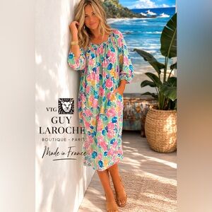 VTG Guy Laroache,Paris,Rare Design,Silk Dress,Resort,Collectible,Size 44/US 12